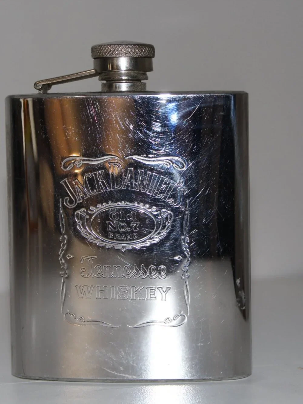 Vintage 2001 Jack Daniel's No. 7 Tennesse Whiskey Stainless Steel Hip Flask 7 Oz